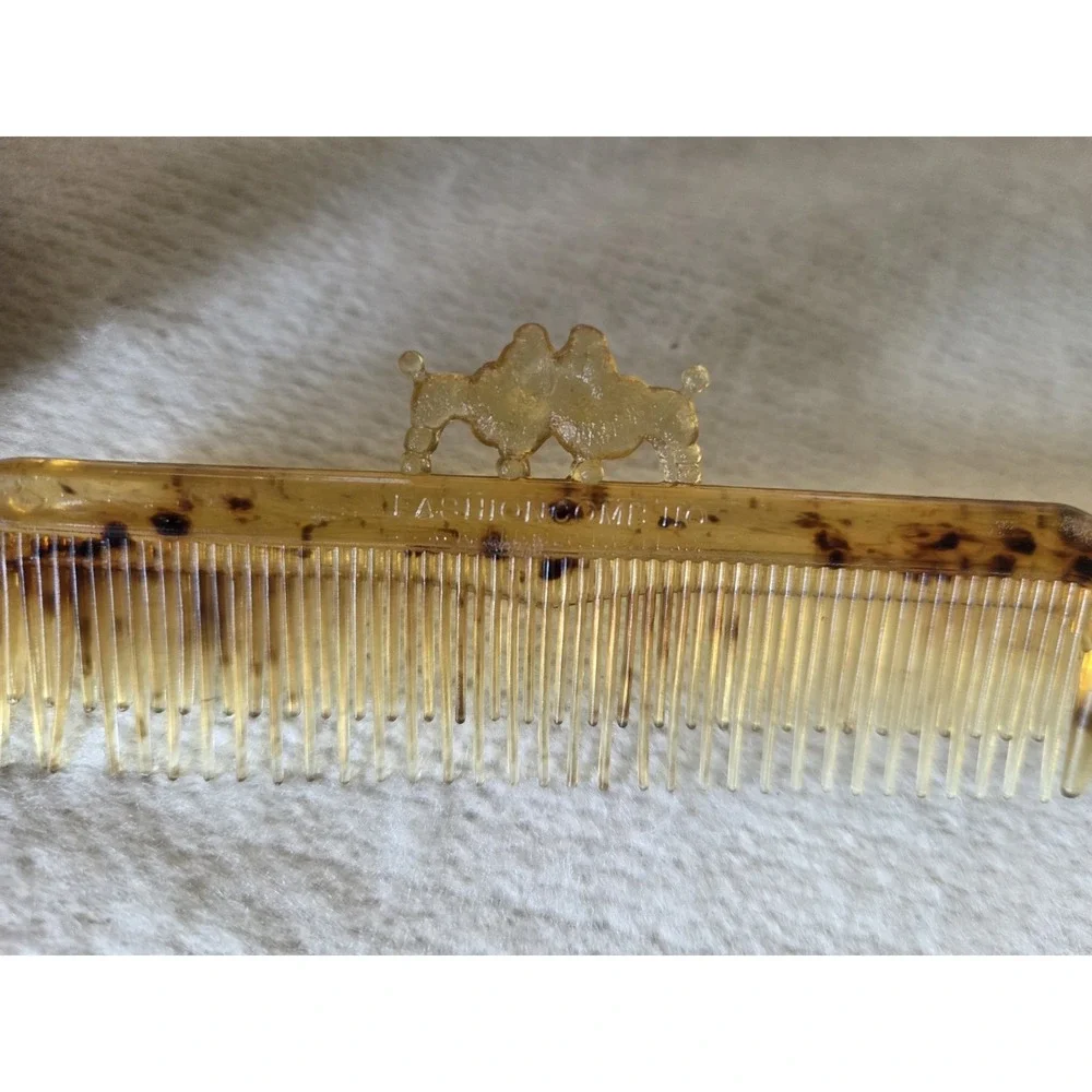 Vintage Amber Comb Lot – Continental Purser Brush/Comb + Decorative Hair Fork –